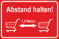 Preview: Hinweisschild Einkauf 1.5 Meter Abstand halten Stopp